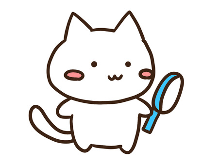 虫眼鏡で観察するかわいい白ねこ 虫眼鏡,観察,探偵,調べる,ねこ,調査,科学,学習,勉強,かわいいのイラスト素材