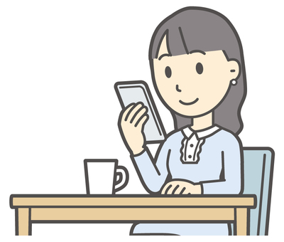 テーブルでスマホを見ている上品な女の子 見る,女性,女の子,オシャレ,人,上品,お嬢様,女,若い,スマホのイラスト素材