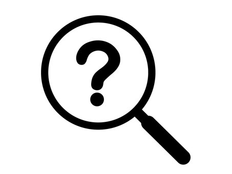 虫眼鏡とはてなマークのアイコン 虫眼鏡,はてな,マーク,アイコン,検索,疑問,クエスチョン,調べる,ヘルプ,サポートのイラスト素材