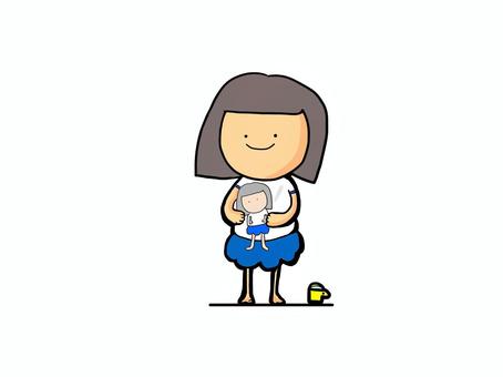 自分を持つ　おかっぱ（文字なし） おかっぱ,女の子,体操服,昭和,素朴,ブルマ,おんざまゆげ,子ども,自分,持つのイラスト素材
