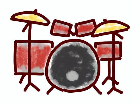 手描きのドラムセット 手描き,かわいい,ドラム,ドラムセット,バンド,打楽器,シンプル,音楽,ジャズ,ロックのイラスト素材