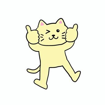 両手でグーサインするねこ ねこ,動物,キャラ,ポップ,かわいい,了解,かしこまりました,ok,了承,採用のイラスト素材