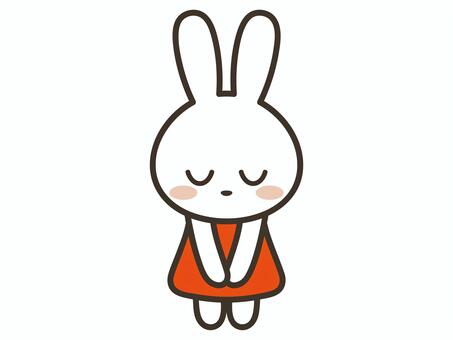 お辞儀をして謝るかわいいうさぎキャラ うさぎ,謝る,かわいい,お辞儀,お詫び,反省,ごめんなさい,礼,謝罪,挨拶のイラスト素材