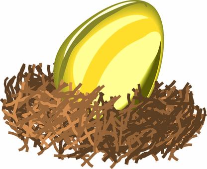 鳥の巣金の卵 鳥の巣,金,卵,輝く,育てる,イメージ,丸い,立体のイラスト素材