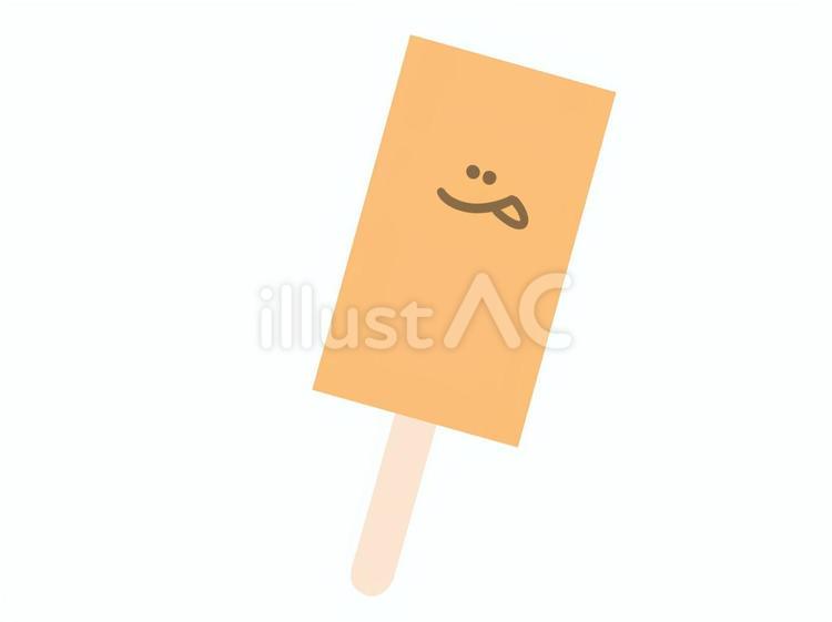 笑顔　オレンジアイスキャンディー主線なし オレンジ,笑顔,スイーツのイラスト素材