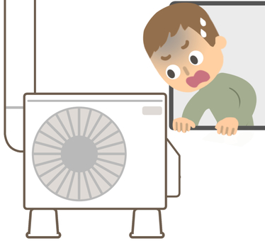 室外機の調子が悪い 室外機,故障,調子,騒音,悪い,男性,窓のイラスト素材