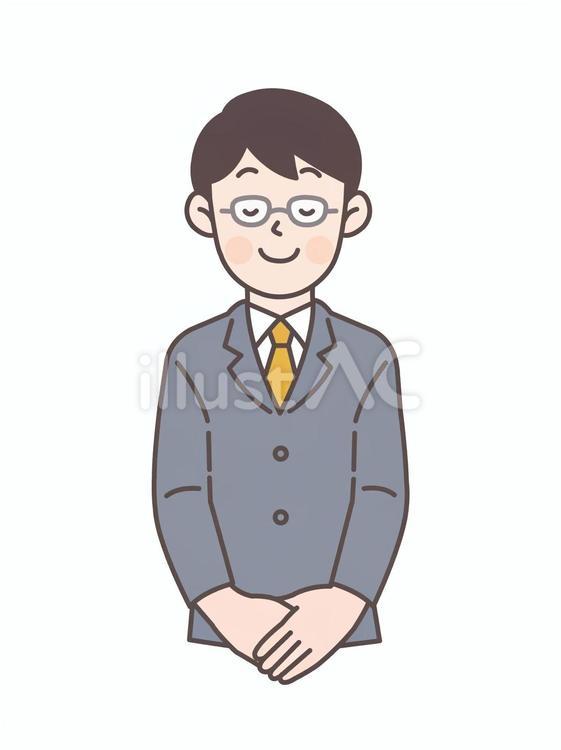 お辞儀をするビジネスマン1 人物,かわいい,ビジネスのイラスト素材