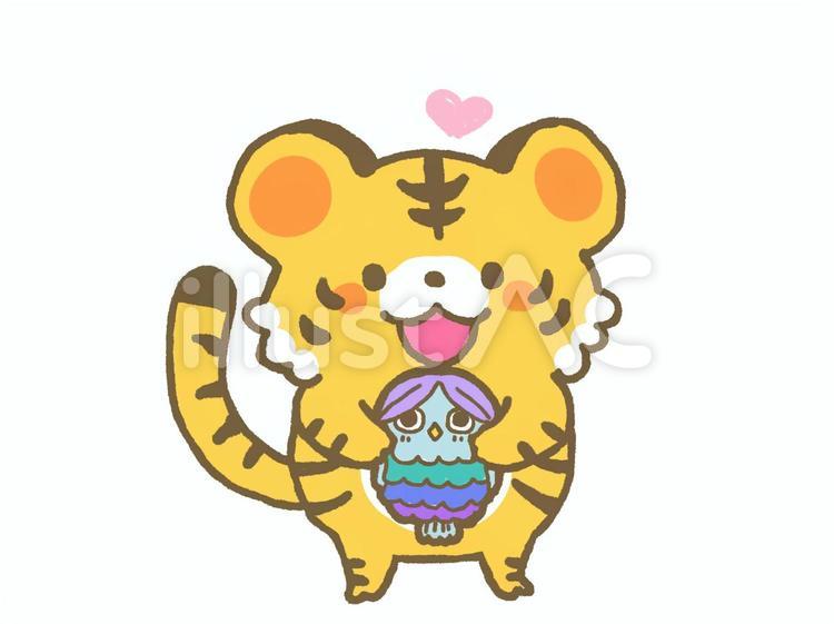 寅さんとアマビエさん 寅,虎,アマビエのイラスト素材