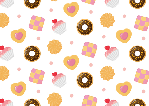 スイーツのパターン、バレンタイン背景素材