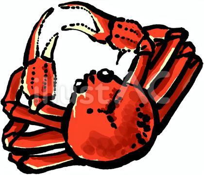 カニ 筆書き風 色付き