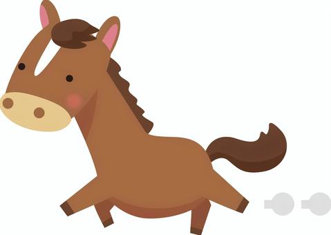 走る馬 馬,かわいい,走る,サラブレッド,午,午年,茶色,動物,乗馬,競馬のイラスト素材
