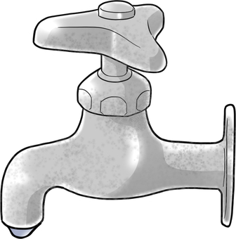 水漏れする蛇口0801 水栓金具,金具,蛇口,生活,道具,水まわり,漏水,水漏れ,トラブルのイラスト素材