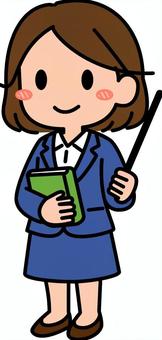 ネイビーの女性の先生です。 授業,先生,シンプル,教師,学び,勉強,指導,学習,説明,学ぶのイラスト素材
