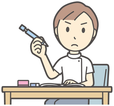  理学療法士女-259-バスト 勉強,理学療法士,整体師,白衣,医療,病院,柔道整復師,カイロプラクティック,鍼灸師,マッサージ師のイラスト素材
