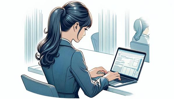 パソコンを操作する女性