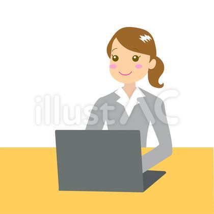 ノートパソコンで仕事をするスーツの女性