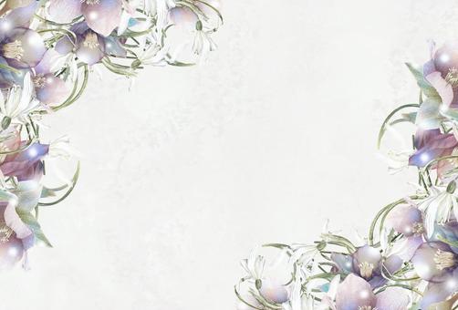 スノードロップとクリスマスローズの花枠5 冬,花,12月,1月,クリスマスローズ,スノードロップ,植物,雪,イラスト,手描きのイラスト素材