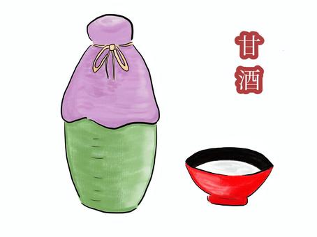 Illustration, sweet sake, hina matsuri, bottle, 