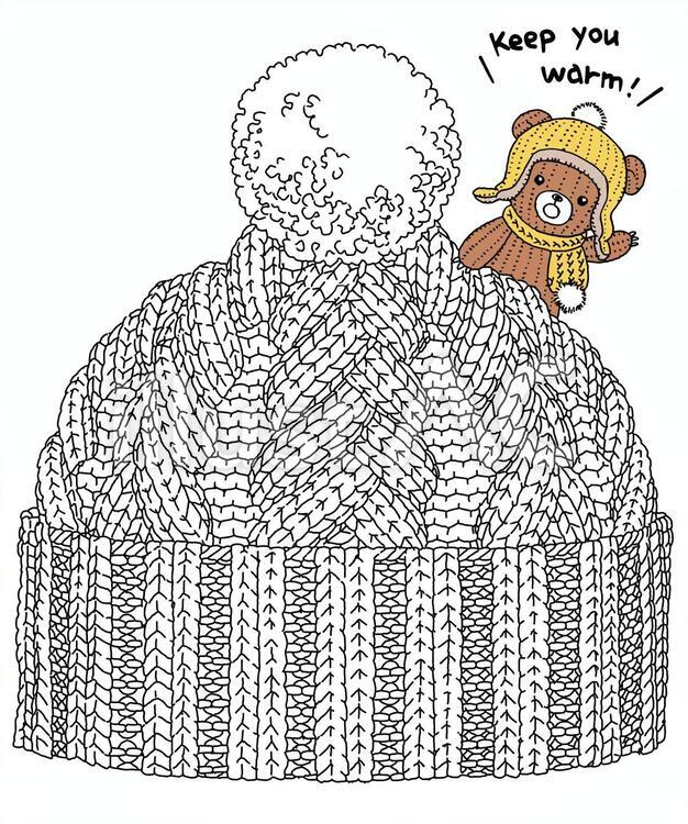 毛糸の帽子とくまぐるみ 毛糸,帽子,くまのイラスト素材