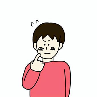 照れている男性 男性,人物,シンプル,照れ,1人,恥ずかしい,上半身のイラスト素材