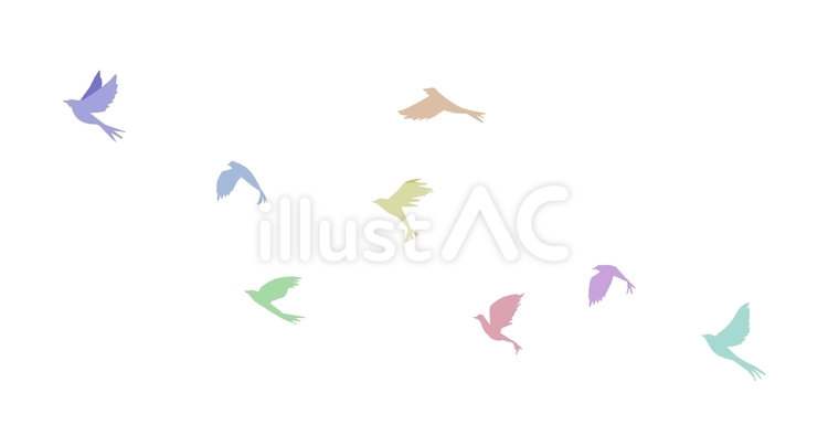 飛ぶ鳥 カラフルイラスト - No: 24214166｜無料イラスト・フリー素材