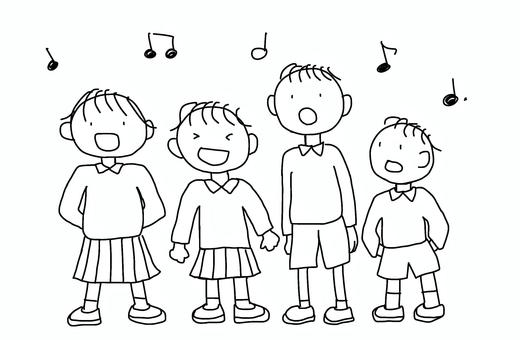 みんなで歌う 長袖 みんなで歌う 長袖 みんな,歌う,合唱,子ども,小学生,幼児,小学校,幼稚園,保育園,こども園のイラスト素材