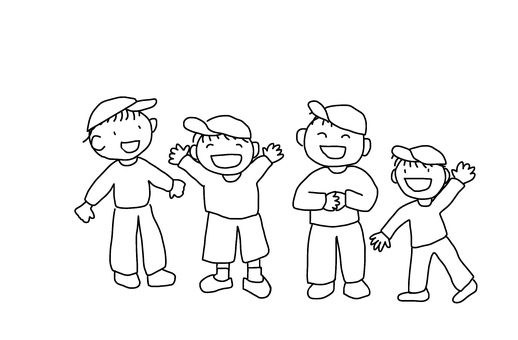 みんなで笑い合う　帽子 みんな,笑顔,集まる,子ども,小学生,幼児,小学校,幼稚園,保育園,こども園のイラスト素材