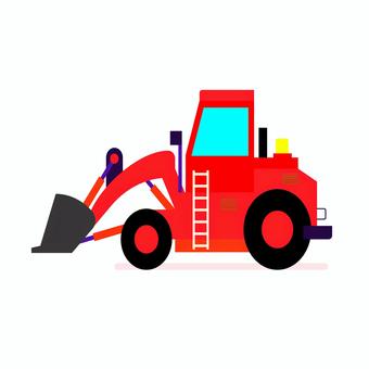 乗り物 083 ホイールローダー,ショベルカー,工事車両,建設機械,イラスト,ベクター,働く車,工事現場,赤,車のイラスト素材