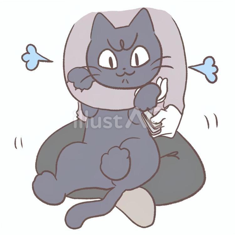 爪切りをされて嫌がる猫 猫,かわいい,ゆるいのイラスト素材