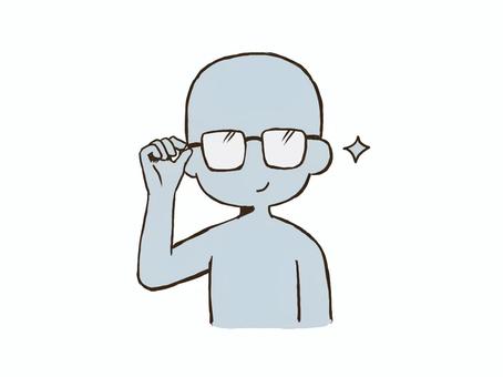 眼鏡をくいっとするドローイング デッサン,人形,ラフ,ポーズ,眼鏡,くい,真面目,知的,天才,がり勉のイラスト素材