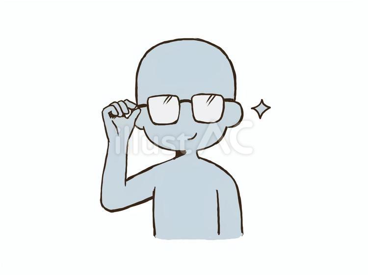 眼鏡をくいっとするドローイング デッサン,人形,ラフのイラスト素材
