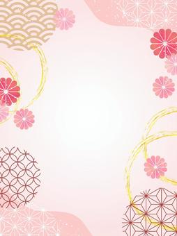 菊の和柄の背景、フレーム02 和,和柄,和風,年賀状,菊,背景,フレーム,年賀,新春,祝賀のイラスト素材