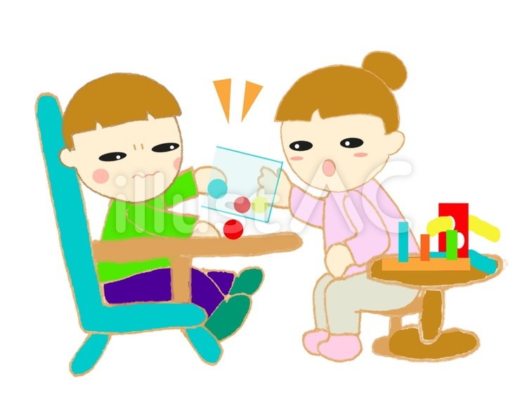 障害児　学習支援　物を取る練習 支援学校,理学療法,作業療法のイラスト素材