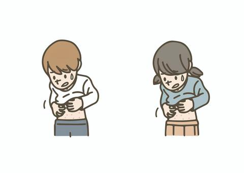 お腹がかゆい子どものイラスト かゆみ,湿疹,発疹,皮膚炎,子ども,腹部,体調不良,健康,医療,皮膚科のイラスト素材