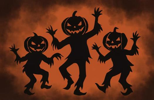 ジャックオランタンダンス ジャックオランタン,秋,ハロウィン,シルエット,かぼちゃ,おばけ,妖怪,不気味,ダンス,動くのイラスト素材