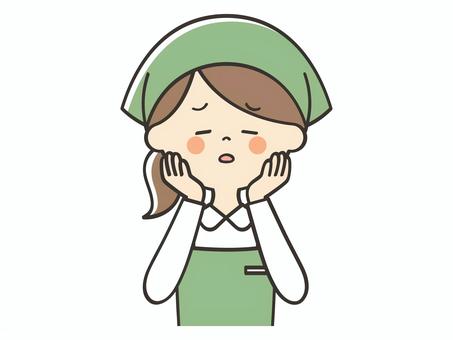 不安がる女性店員 不安がる女性店員 不安,困る,悩む,心配,心配性,落ち込む,心配事,ショック,失敗,店員のイラスト素材