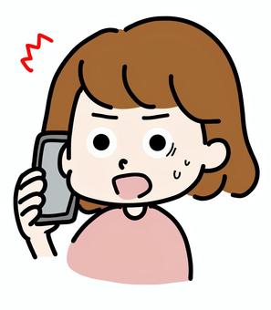 携帯で話す女性_驚く 携帯,女性,話す,ビックリ,驚く,スマホ,困惑,動揺,ショック,スマートフォンのイラスト素材