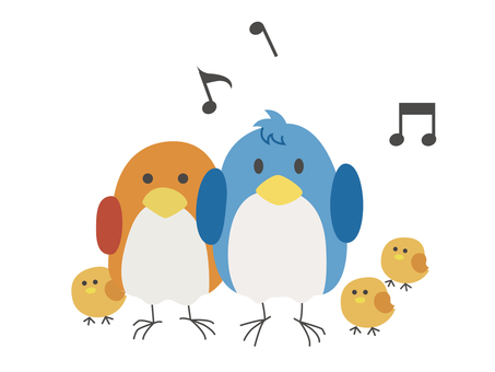 鳥の家族 鳥の家族 幸せ,家族,音楽のイラスト素材