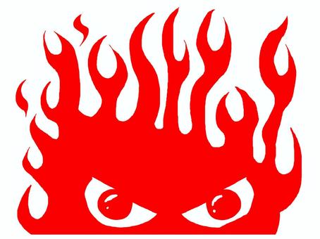 炎 炎 炎,火,目,pop調,手描き,挿絵,ワンポイント,素材,商用可,無料のイラスト素材