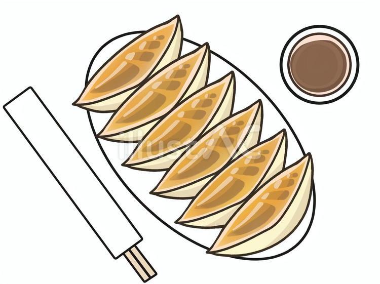 餃子　6個　割り箸　タレ付き　イラスト 割り箸,タレ,食べ物のイラスト素材