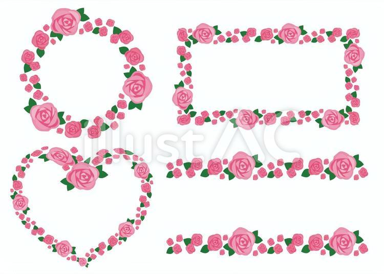 2薔薇・カーネーション枠（豪華、ピンク） カーネーション,母の日,フレームのイラスト素材