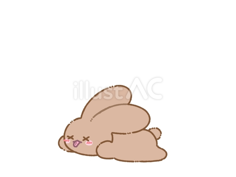 倒れる茶色うさぎ うさぎ,茶色,ブラウンのイラスト素材