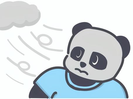 強風パンダさん パンダ,風,強い,天気,半袖,夏,かわいいのイラスト素材
