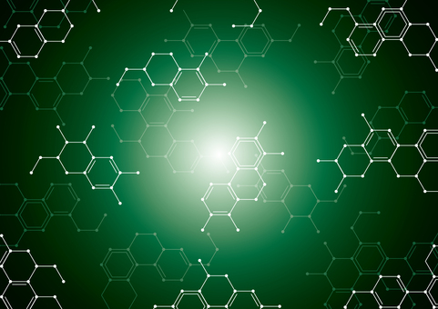 かっこいい化学構造式の緑色の背景素材 化学,構造式,幾何学,ライン,サイエンス,光,スタイリッシュ,緑色,背景のイラスト素材