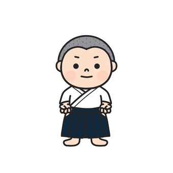 拳を腰に構えて気合いを入れる男の子5 袴,武道,道着,男の子,合気道,弓道,剣道,居相,部活,クラブ活動のイラスト素材