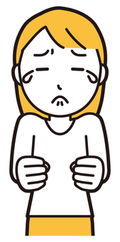 涙をためて悔しがって拗ねる若い女性 拗ねる,女性,女の子,人,ロングヘア,若い,悔しい,泣く,涙,我慢のイラスト素材