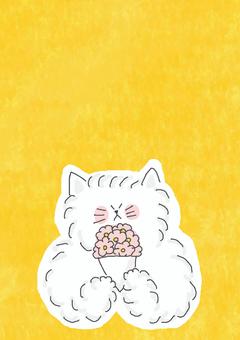 花束とねこちゃん 花束とねこちゃん かわいい,花,お花,フラワー,花束,プレゼント,ギフト,あげる,もらう,お祝いのイラスト素材