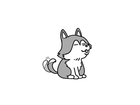 ハスキー犬 ハスキー犬,犬,動物,感情,ご機嫌,尻尾,犬種のイラスト素材