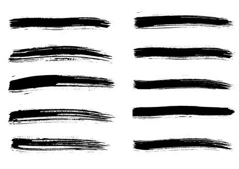 筆タッチの線素材 筆タッチ,筆線,かすれ,黒,流れ,年賀状素材,手描き,勢い,和風,和デザインのイラスト素材