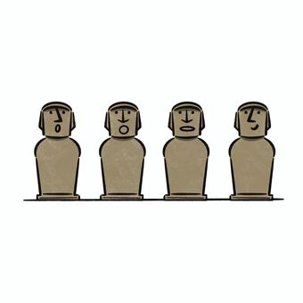 モアイ像 モアイ,像,手描きイラスト,手描き,イースター島のイラスト素材